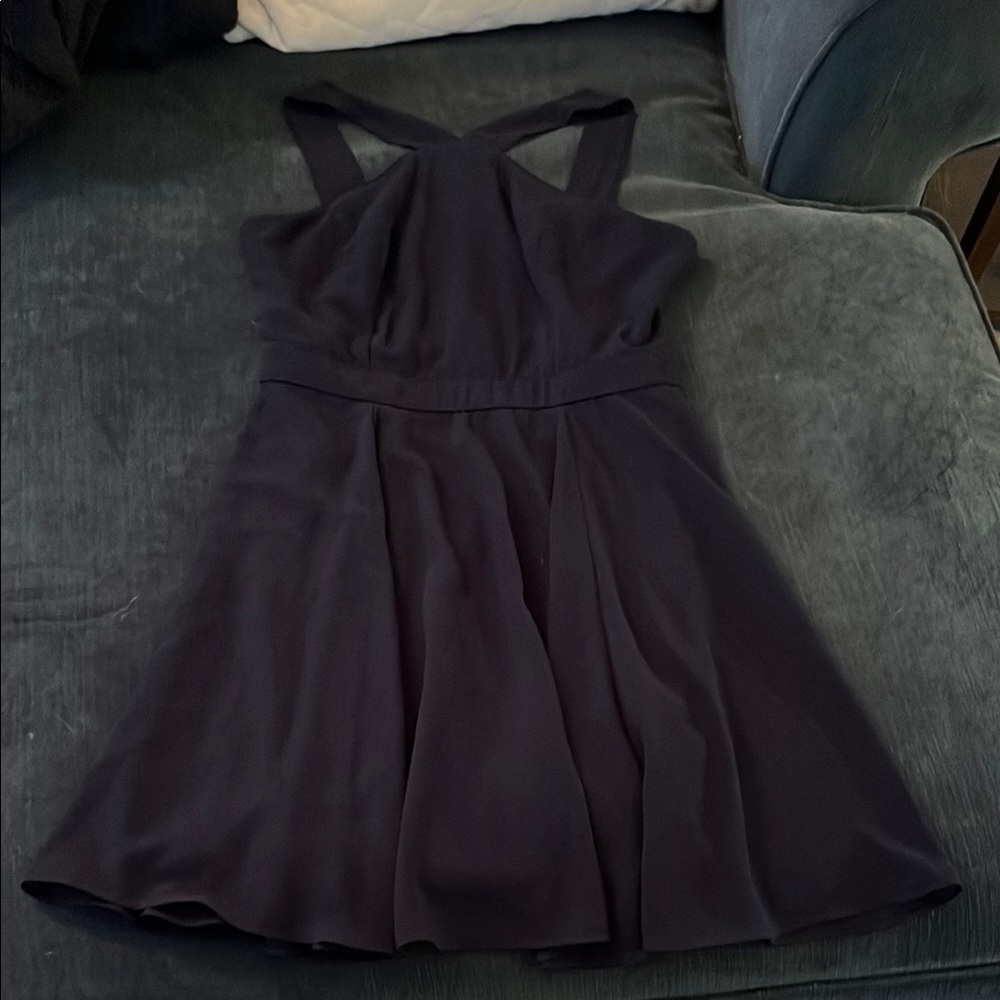 Lulu's Blue Pleated Halter Cocktail Dress